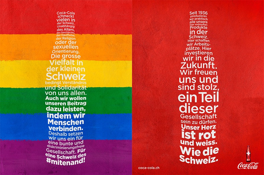 Coca‑Cola Schweiz bekennt sich zu Gleichberechtigung, Vielfalt und Toleranz.