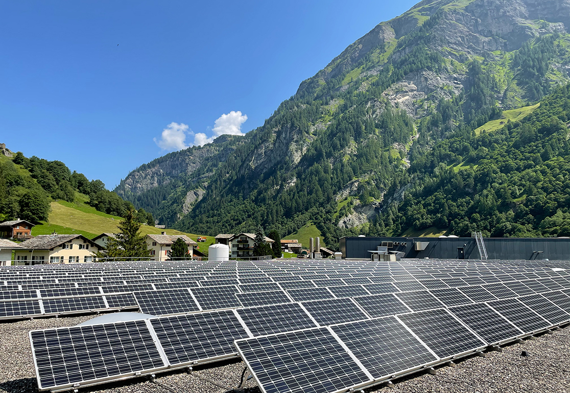 Solar power installations on our plants in Switzerland, Vals