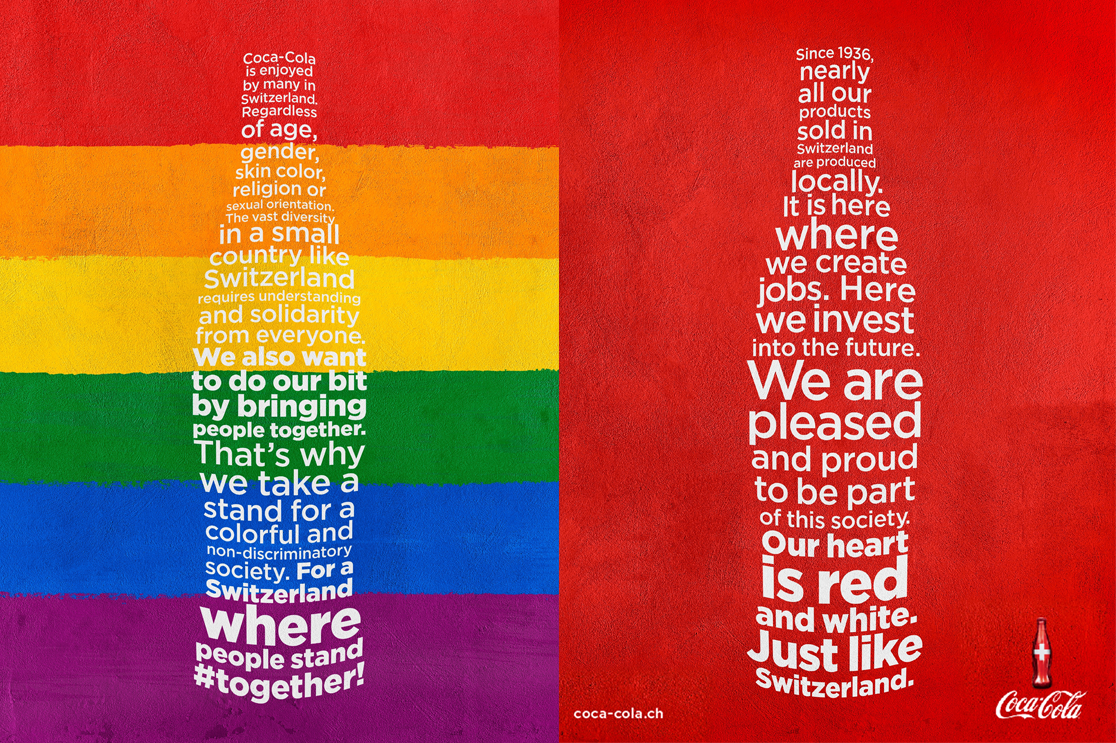 Coca‑Cola Switzerland is standing up for equal rights, diversity and tolerance.