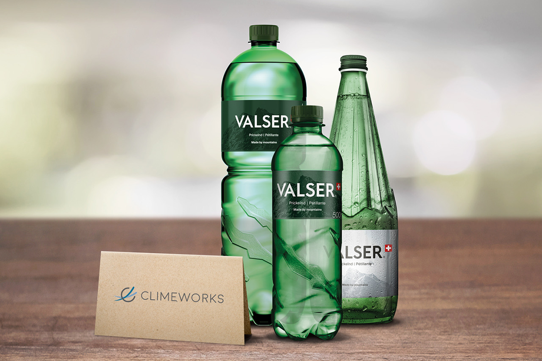 VALSER Sparkling avec le CO₂ de Climeworks.